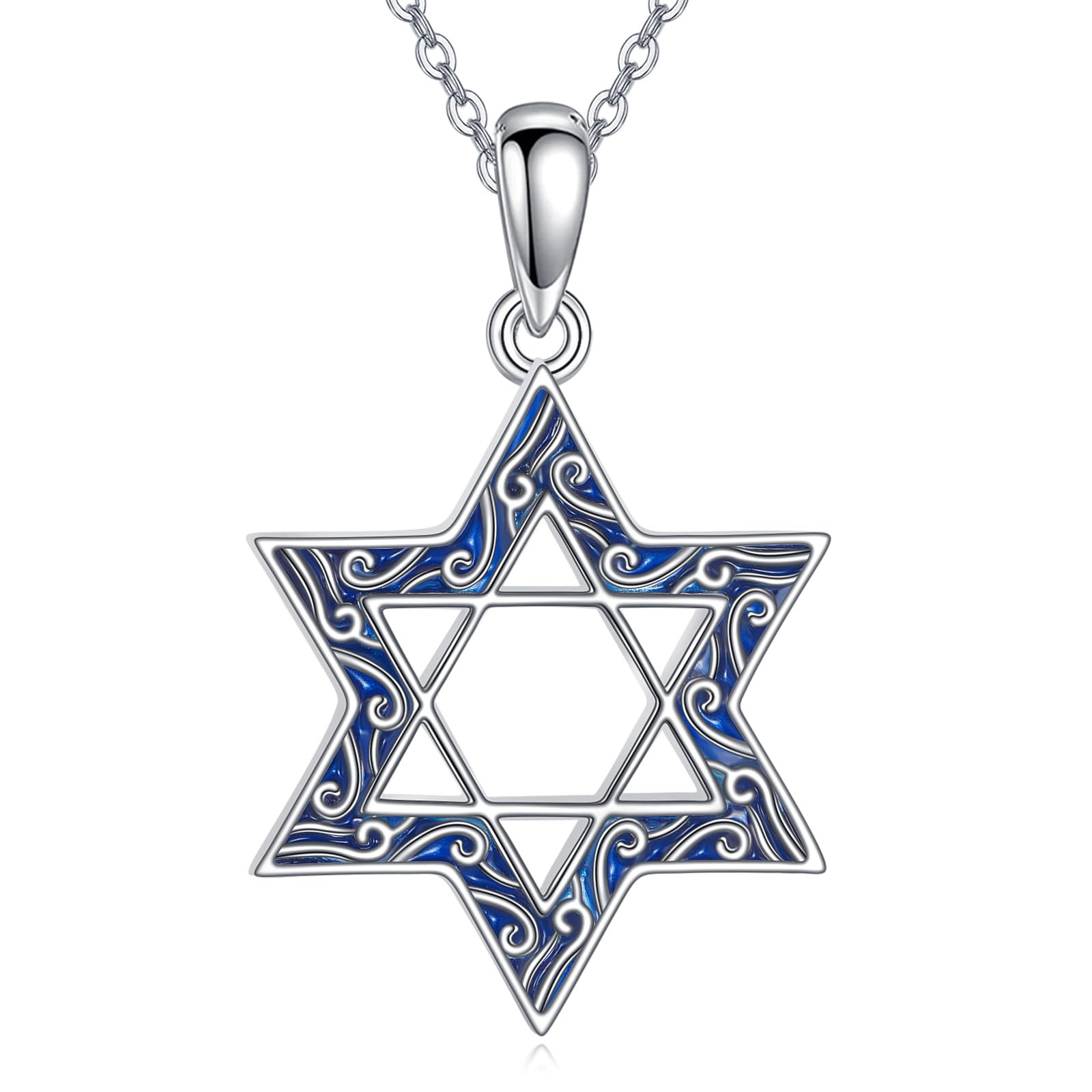 POPLYKE Collana con ciondolo a forma di stella di David, in argento sterling 925, con ciondolo ebreo israeliano, per uomini e donne