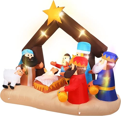 Vista 8 de Sosation Decoración inflable de Navidad de 6.5 pies, decoración de Navidad inflable con luces LED para decoración de jardín en interiores