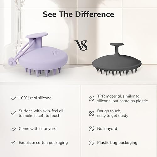 Miniatura 10 de Sndyi Cepillo de silicona para champú masajeador de cuero cabelludo, depurador de cabello con cerdas de silicona suaves, exfoliante para el cuero