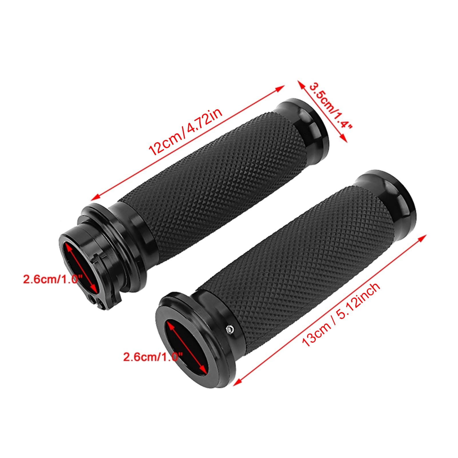 1 Paio di Impugnature Universali per Mm in Alluminio + Copertura Antiscivolo in Gomma per Manubrio(Nero)