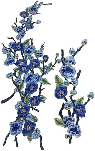 Miniatura 9 de Parche bordado de flores de membrillo Sakura para planchar (1 juego = 2 piezas) (rojo intenso) Rojo intenso,Rosa claro,Rojo,Azul,Naranja,Azul