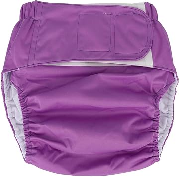 Adult Cloth Diaper, Waterproof & Reusable Unisex Elderly Incontinence Nappies Underwear with Maximum Absorbency for Adult Incontinence Care, Suitable Waist for 19.7-49.9inchPurple