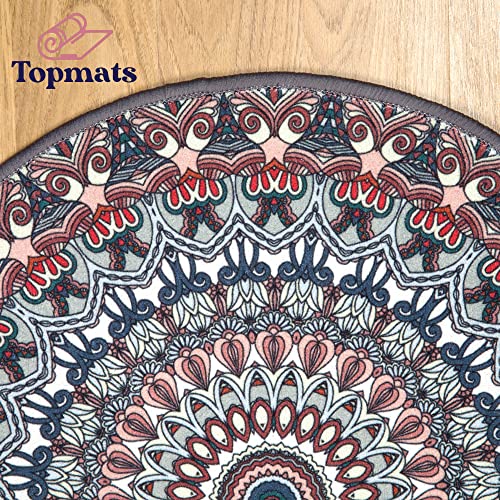 Topmats Round Area Rug - Modern Premium Indoor And Outdoor Durable Round Rug For Kitchen, Bedroom, Bathroom, Living Room, Or Fireplace. Non-Skid, Washable, And Easy To Clean - 24In (Stainglass) #TOP1
