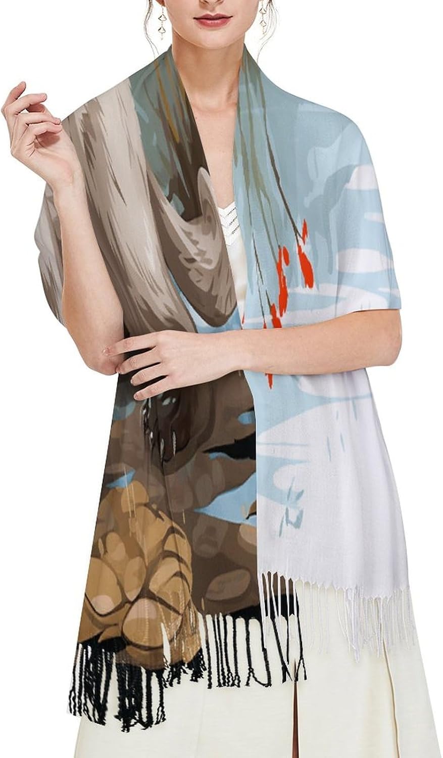 Otter Scarf for Women Men Classic Fashion Blanket Scarves Soft Cashmere Feel Scarf Cold Weather Warm Long Shawl Winter Large Scarves Classic Blanket Scarfs Thick