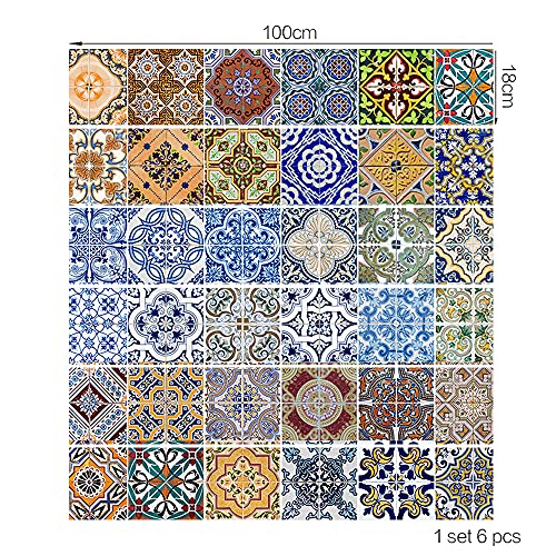 6Pcs Stair Stickers Stair Riser Decals Stair Tile Stickers Vinyl Decals for Stairs Tiles Stair Peel and Stick Decals, Removable Tile Stair Decals Stair Self Adhesive Stickers for Stairs Decoration - Thumbnail 6