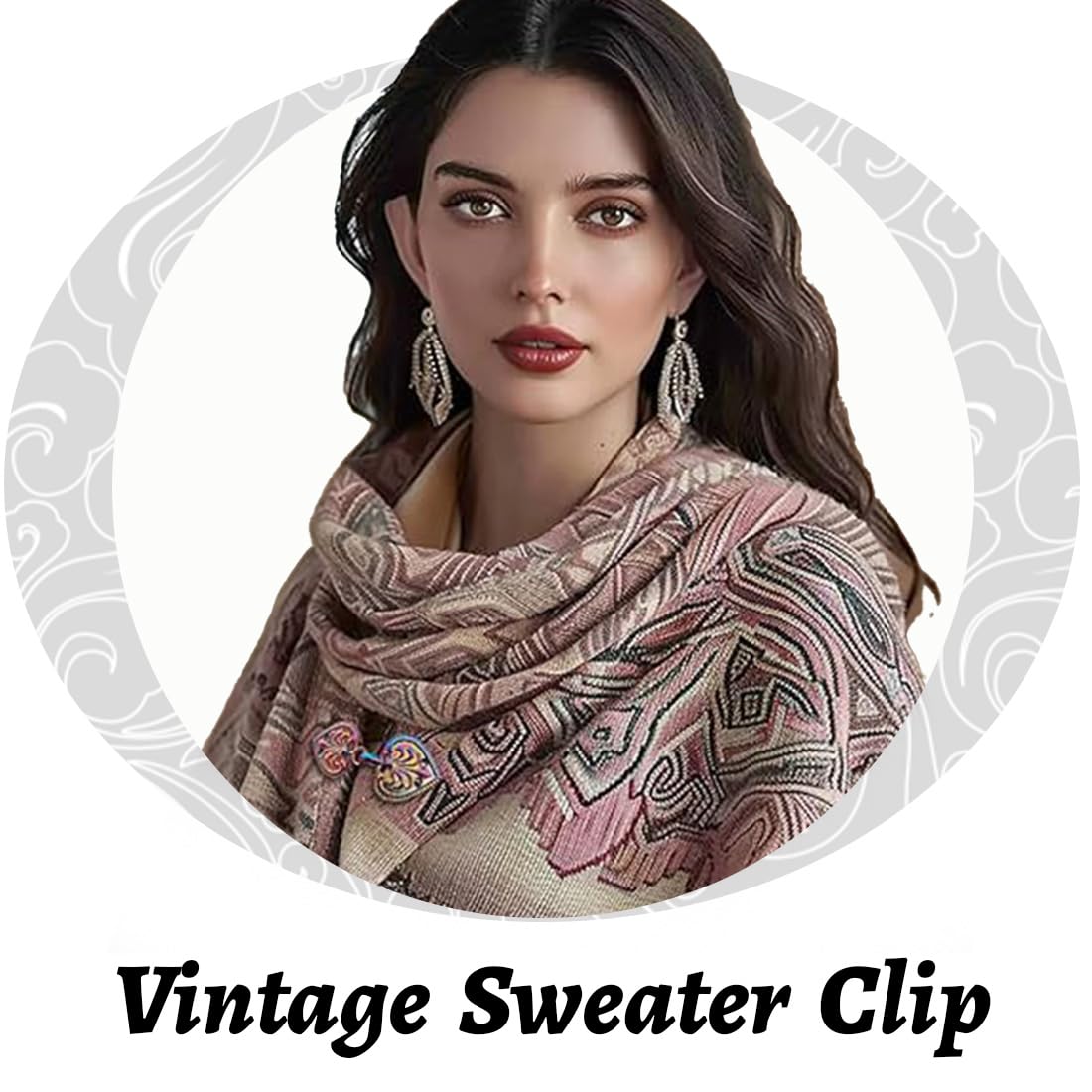 CATOR 4 Stück Vintage-Pullover-Clip, cinch clip, cardigan clip, knöpfe für strickjacke, geschwungen, Umhang-Clips für Kleid, Strickjacke, Schal, Kragen, retro, vintage, für Mädchen und Damen