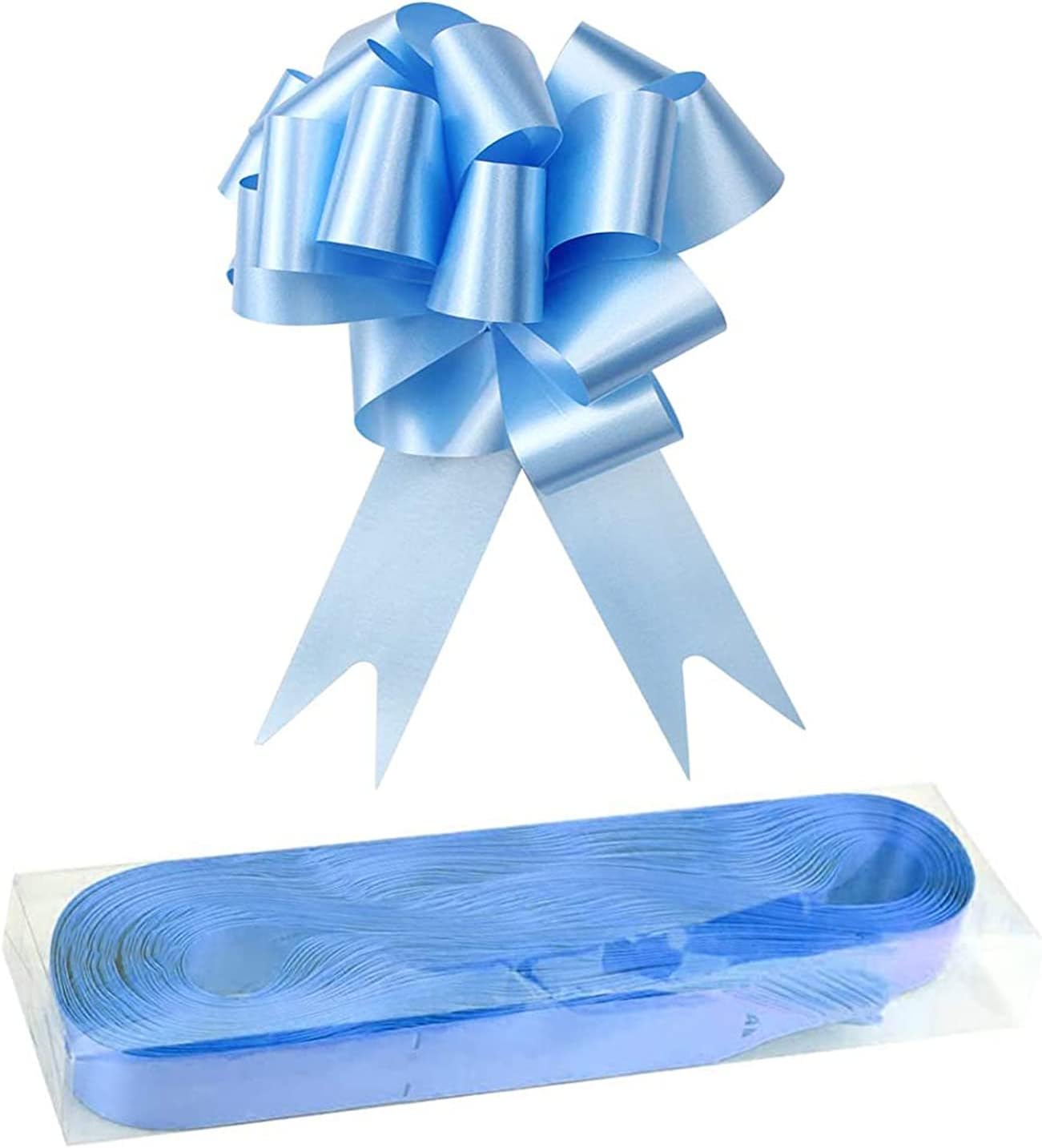 DARENYI 30 Pieces Large Satin Ribbon Pull Bows Blue Gift Wrapping Bows String Wrapping Decorative Bows for Gift Wrapping, Baskets, Flower Arrangements, Wedding Cars, Party Festival Decorations (Blue)