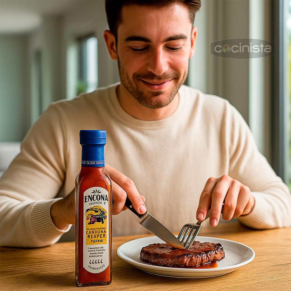 Salsa picante extrema Carolina Reaper 8% pack 2 botellas 142 ml para tacos hamburguesas pizza