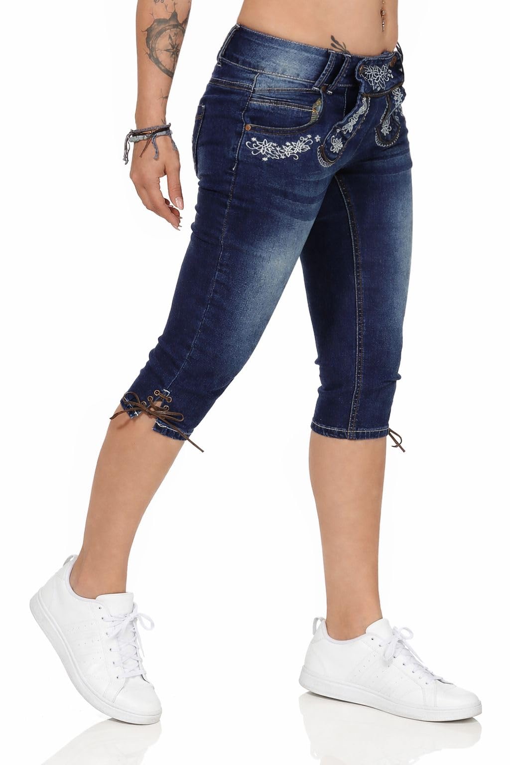 Hailys Damen Capri-Hose Trachten Jeans Stretch-Shorts Sussi GHT-0915319