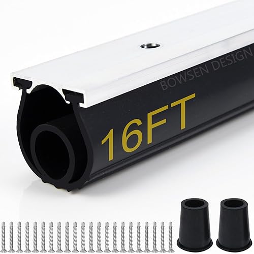 Miniatura 9 de BOWSEN Juntas universales de goma para puerta de garaje con anillo U +O de alta resistencia, kit de retención de riel de aluminio, negro (10 pies,