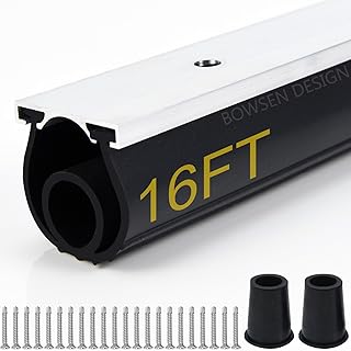 BOWSEN Heavy-Duty U+O Ring Universal Garage Door Bottom Seals Weatherstrip Weather Stripping Rubber with Aluminum Track Retainer Kit, Black (16 FT, 1-1/4" Width)