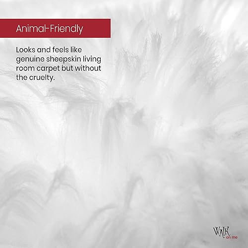 Miniatura 6 de Alfombra de piel sintética suave y sedosa, 3.3 x 4.8 pies, alfombra blanca esponjosa, fabricada en Francia, alfombra de área de oveja, alfombra