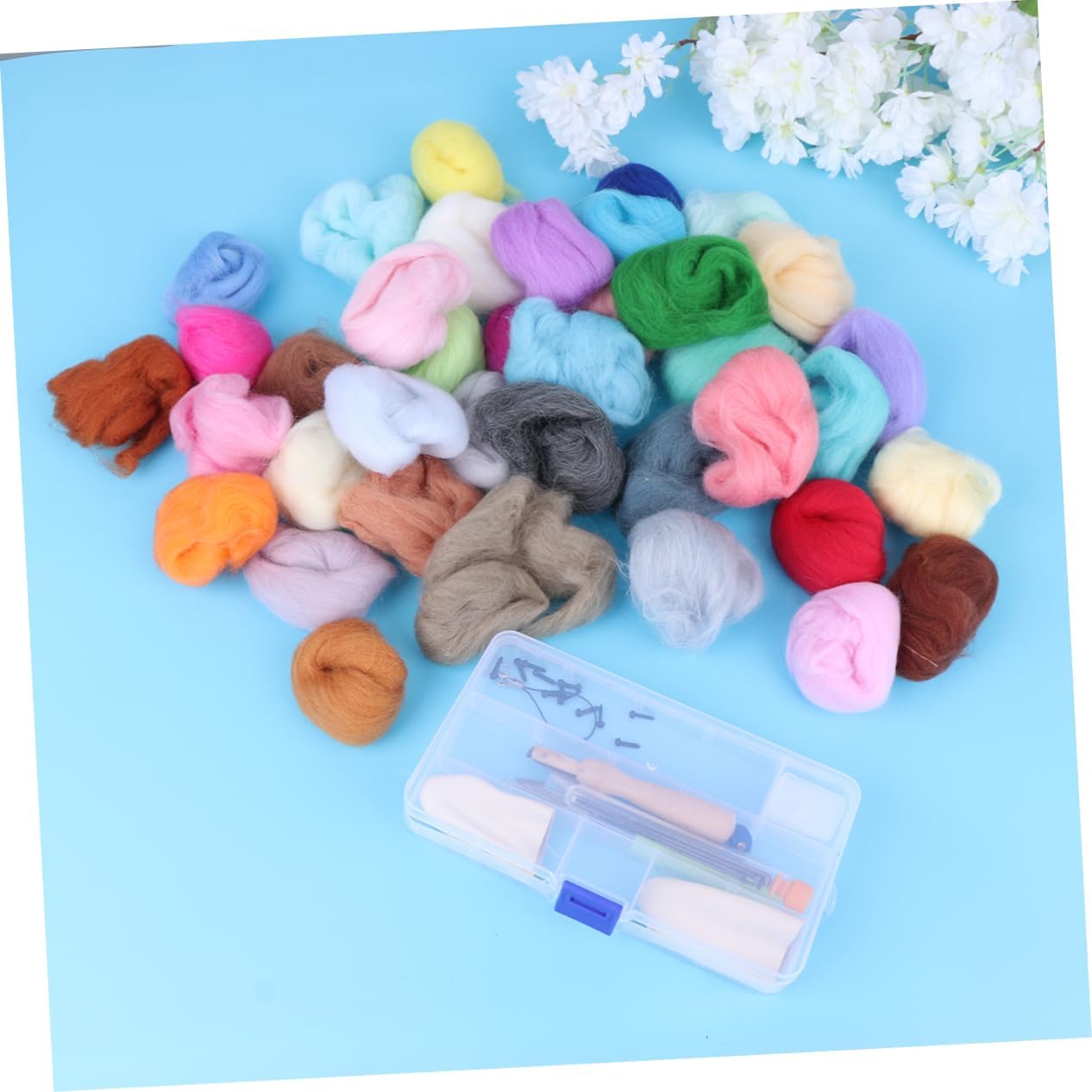 CORHAD Hand Made DIY Colorful Wool Felt Crafting Tools Kit with Color Options and Work Mat for Needle and Wet Felting Projects