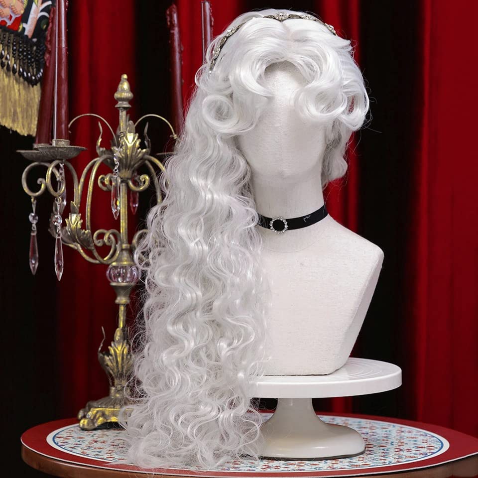 Perruque synthétique blanche bouclée pour dissimuler la perte de volume
