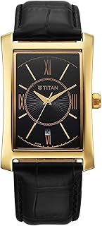 Titan Regalia Allure Analog with Date and Black Dial Black Leather Strap Watch for Men - 10046YL01