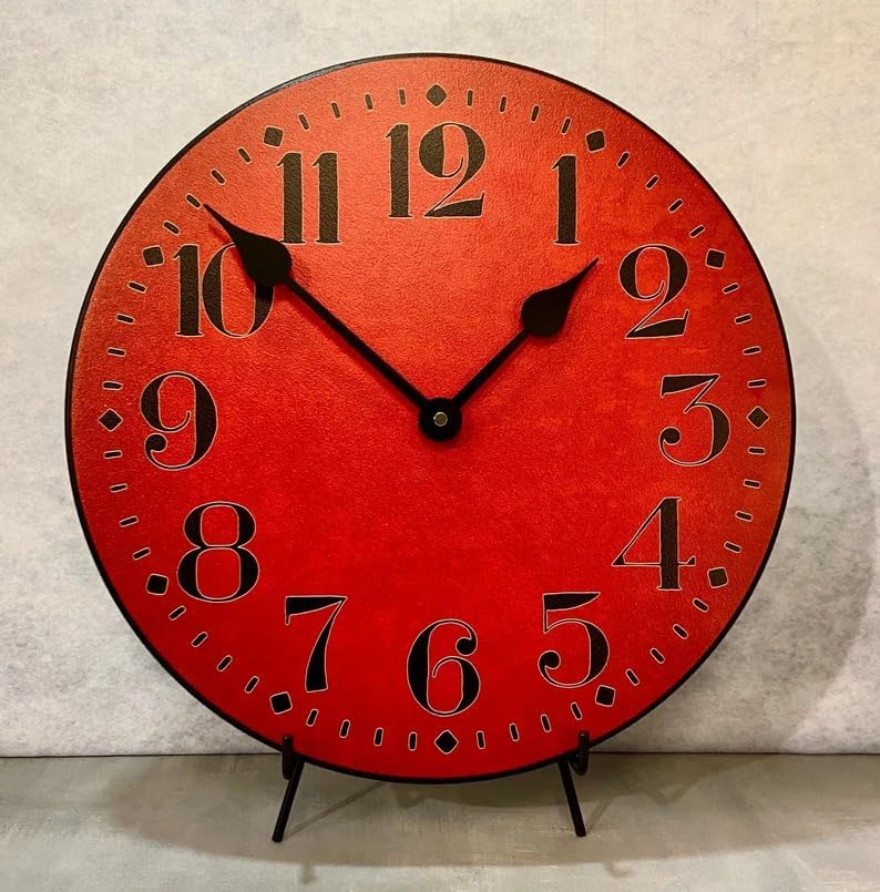 Miniatura 3 de Houston - Reloj de pared rojo grande, mecanismo de cuarzo ultra silencioso, hecho a mano en Estados Unidos, hermoso color nítido y duradero, viene