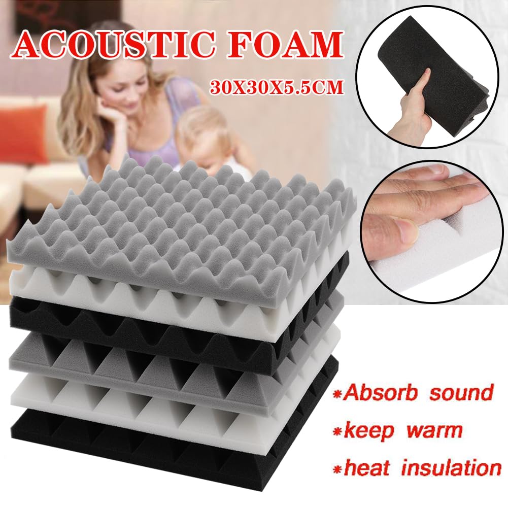 INMOZATA 12 Pack Pyramid Acoustic Foam Panel, 5 X 30 X 30 CM Sound Proofing Panels - Image 3