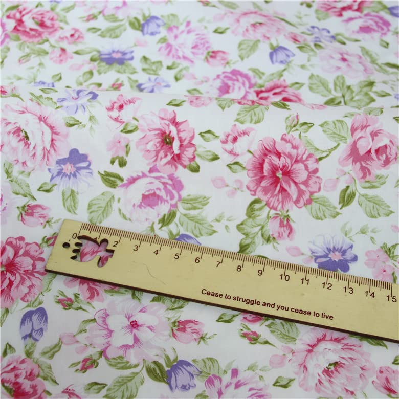 Image of Cotton Fabric DIY Making Supplies Quilting Patchwork Fabric Fat Quarter Bundles DIY for Quilting Cotton Patchwork Cushions (Peony, 20 inch x 20 inch)