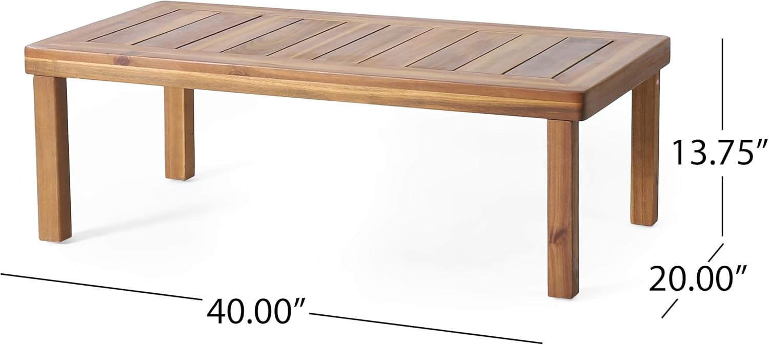 Dimensions of the Christopher Knight Home Louver Outdoor Acacia Wood Coffee Table