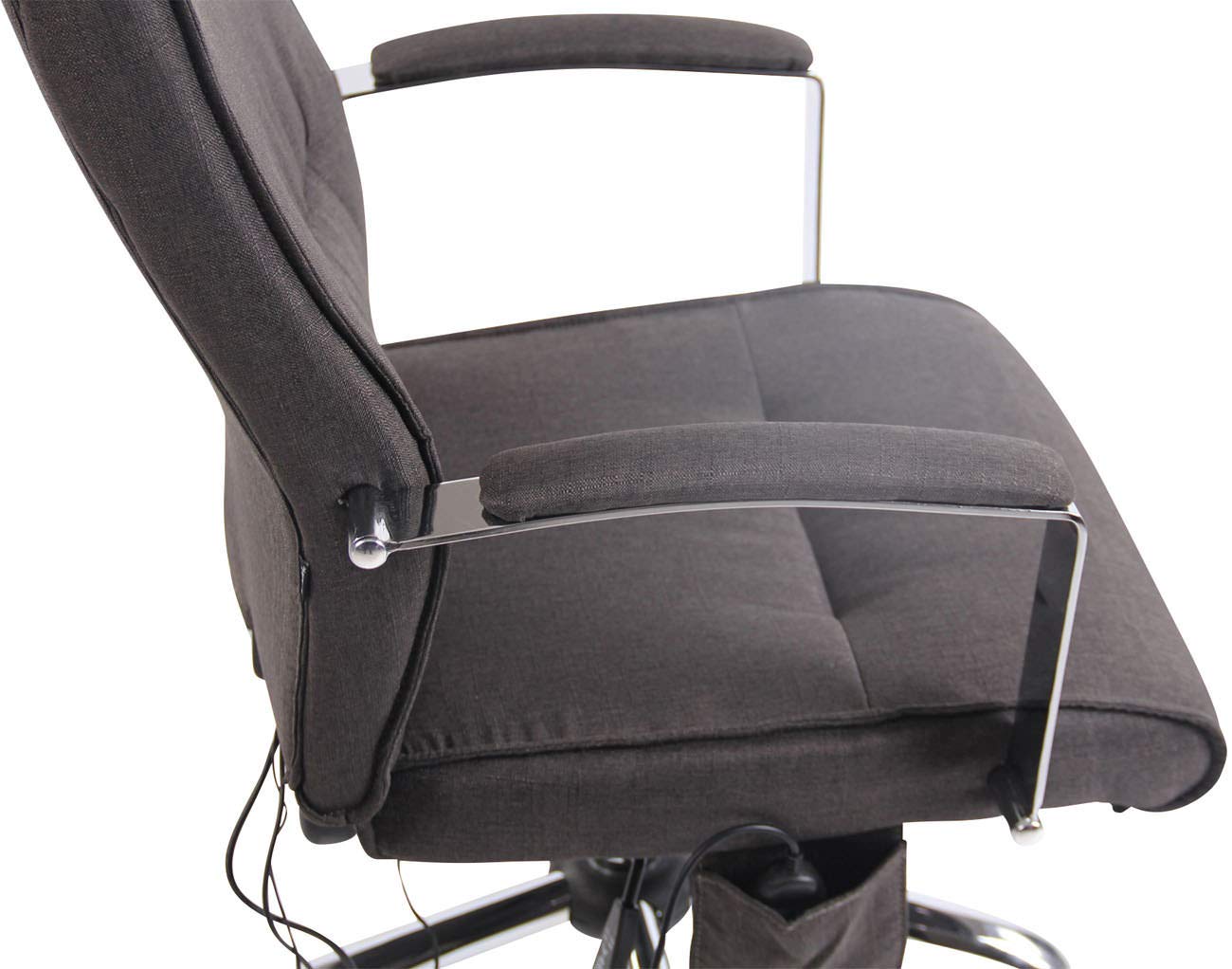 CLP Fauteuil De Bureau Portland Similicuir Ou Tissu avec Fonction Massage I Hauteur Réglable I Chaise De Bureau Pivotante Piètement Métallique, Couleur:Gris foncé, Matériel:Tissu
