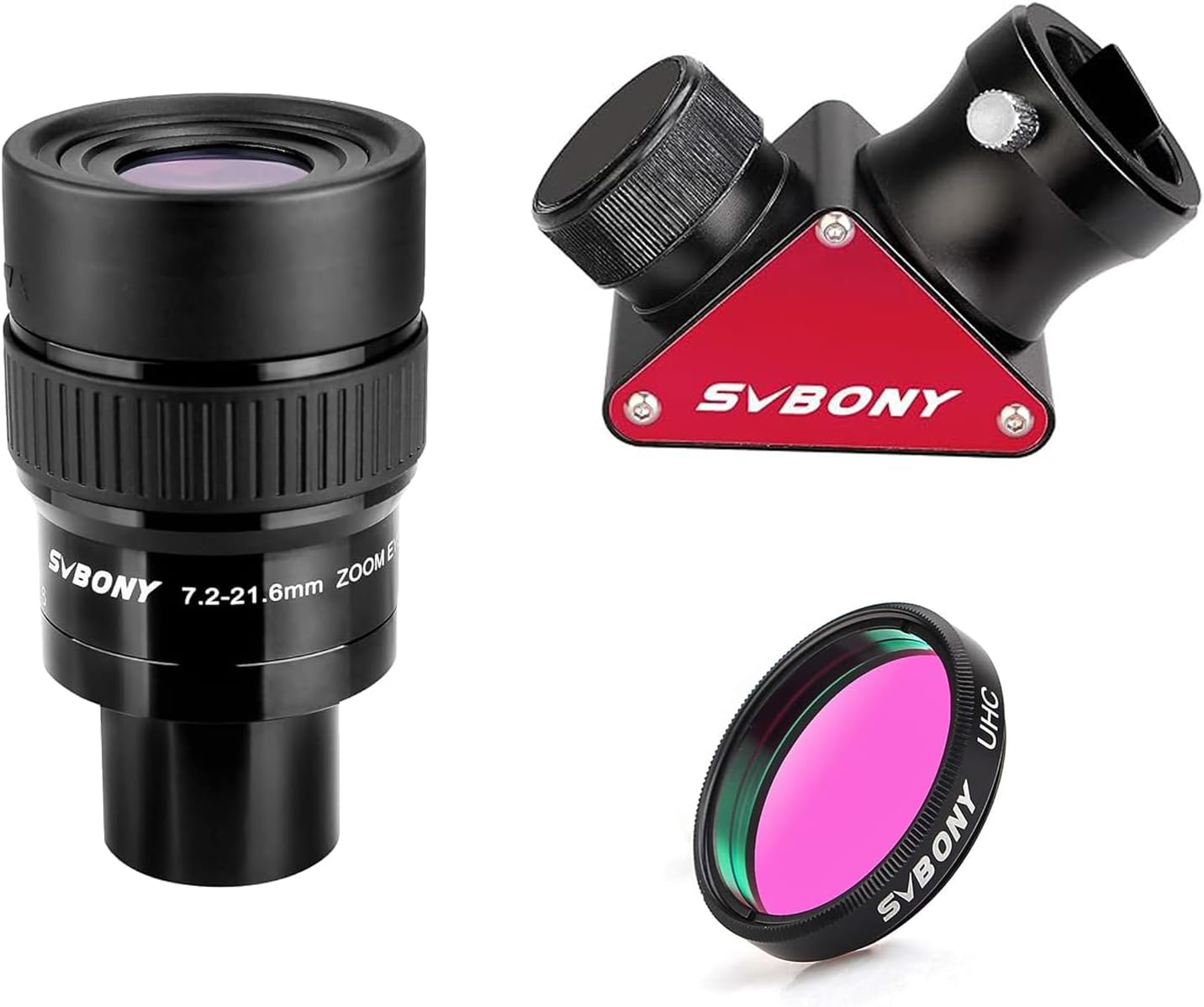 SVBONY SV191 Zoom Eyepiece Bundle with SVBONY SV188P Dielectric Mirror Star Diagonal and SVBONY Telescope Filter