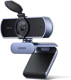 UGREEN Webcam 2K 30FPS Full HD Câmara USB PC dois micro autofocus correção de luz rotação 360 graus Plug Play para Windows MacOS Linux Streaming Youtube Skype chamada vídeo zoom videoconferência