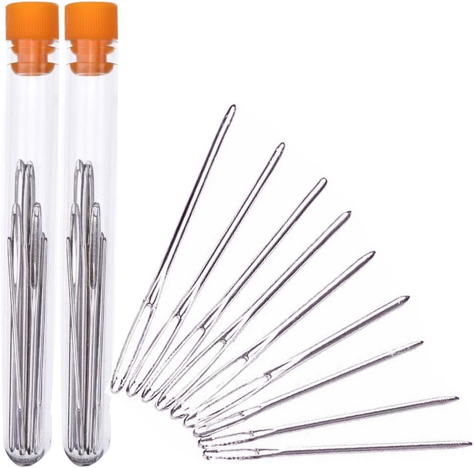 Pengxiaomei 18 Pieces LargeEye Blunt Needles, Steel