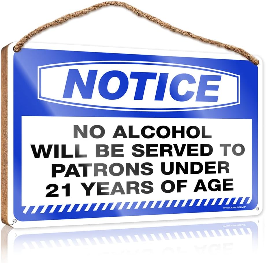 Plaque for Front Door Notice No Alcohol Wooden Sign Front Door Wooden Sign Hanging Plaque Wooden (Size : 23X35CM)