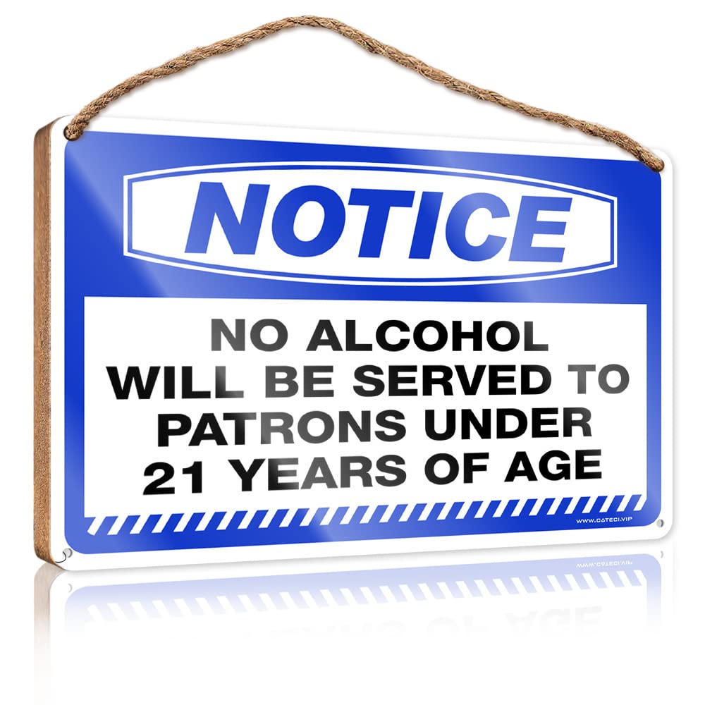 DTHA Hanging Porch Sign Notice No Alcohol Wooden Sign Farmhouse Wall Decor For The Home Pool Decor(15X28CM)