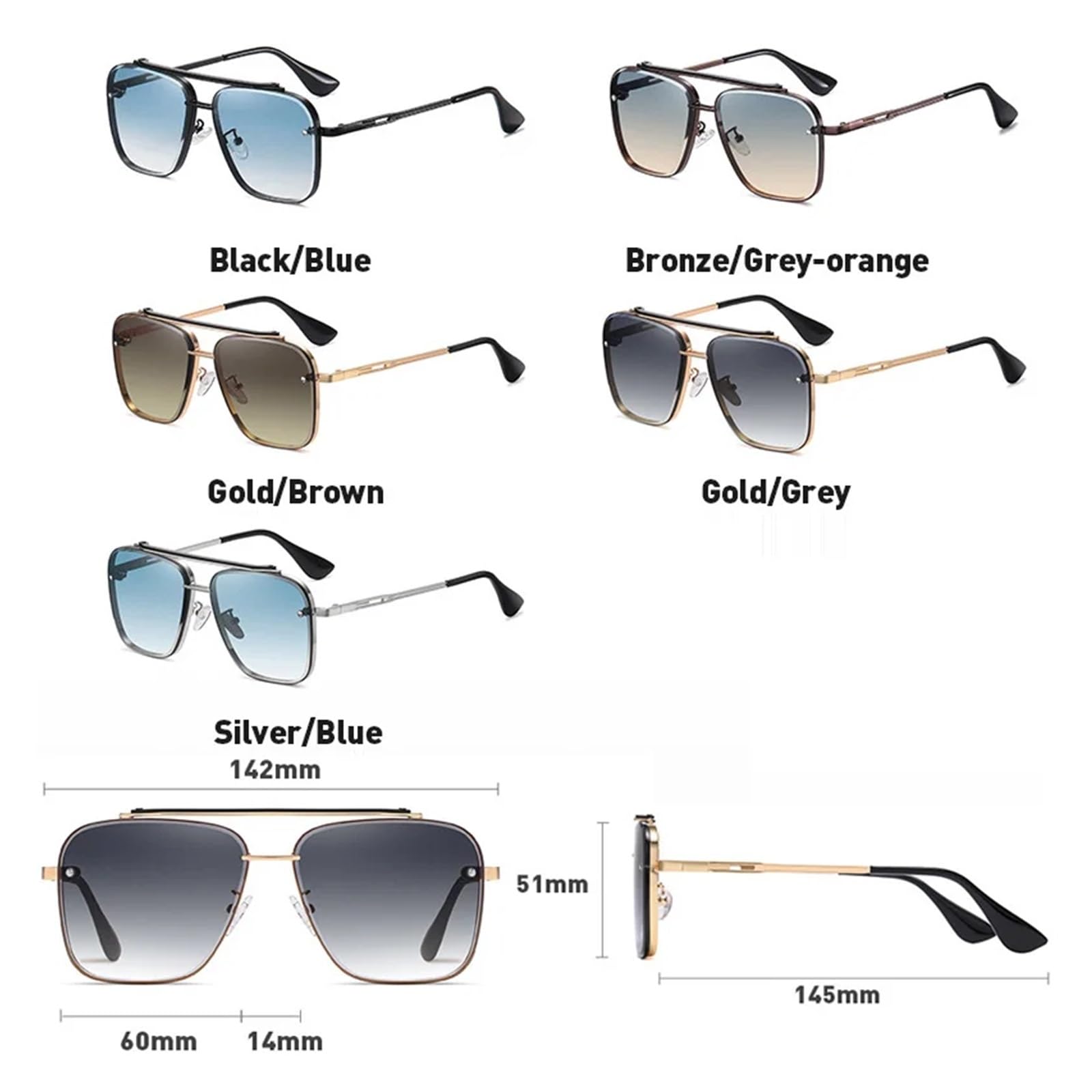 Nuovi occhiali da sole sfumati per gli uomini donne moda metallo grande telaio occhiali da sole Brand Design Luxury