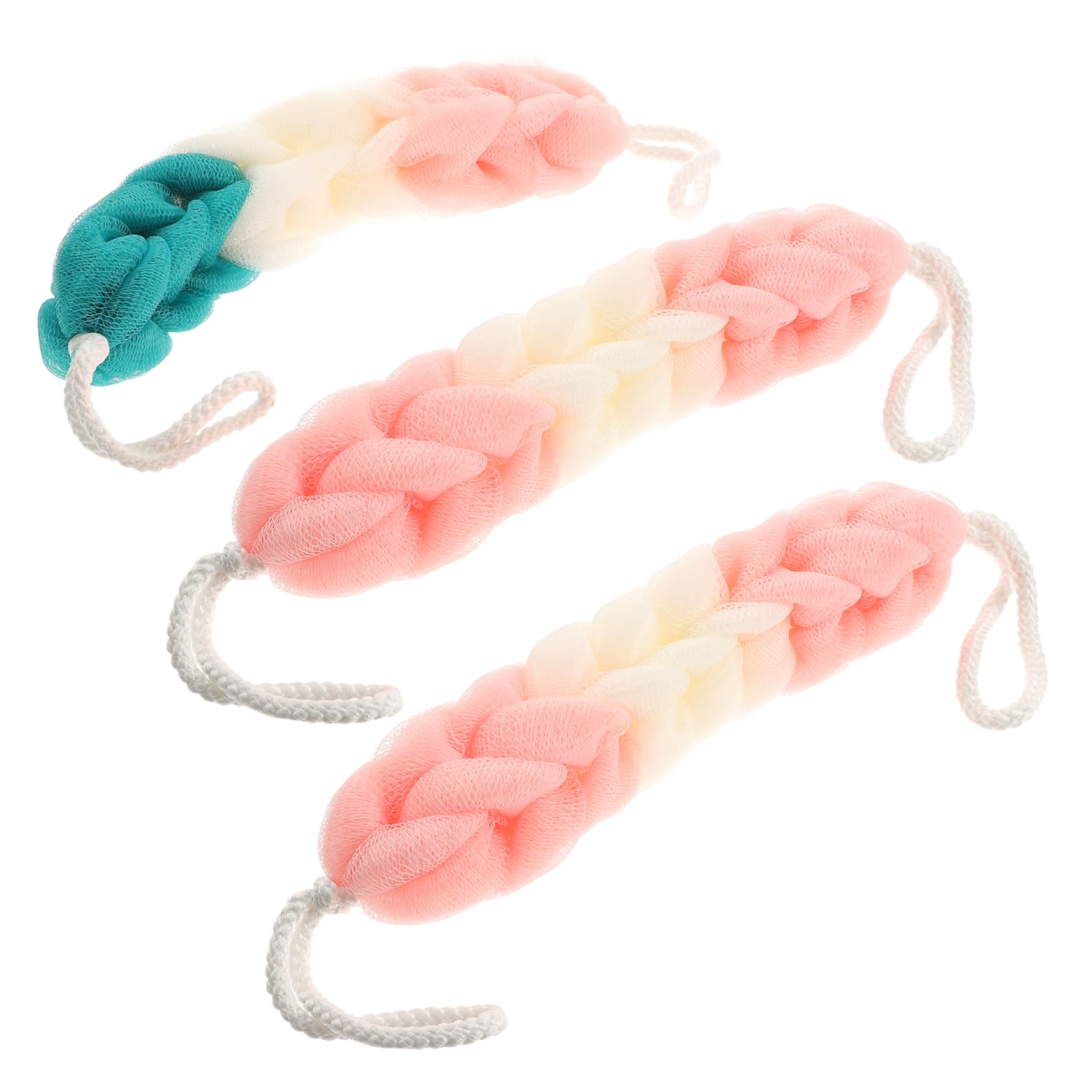 Vaguelly 3pcs Stretchy Exfoliating Bath Sponge Assorted Color Shower Pouf for Gentle Scrubbing and Skin for Cleansing and Blackhead Removal