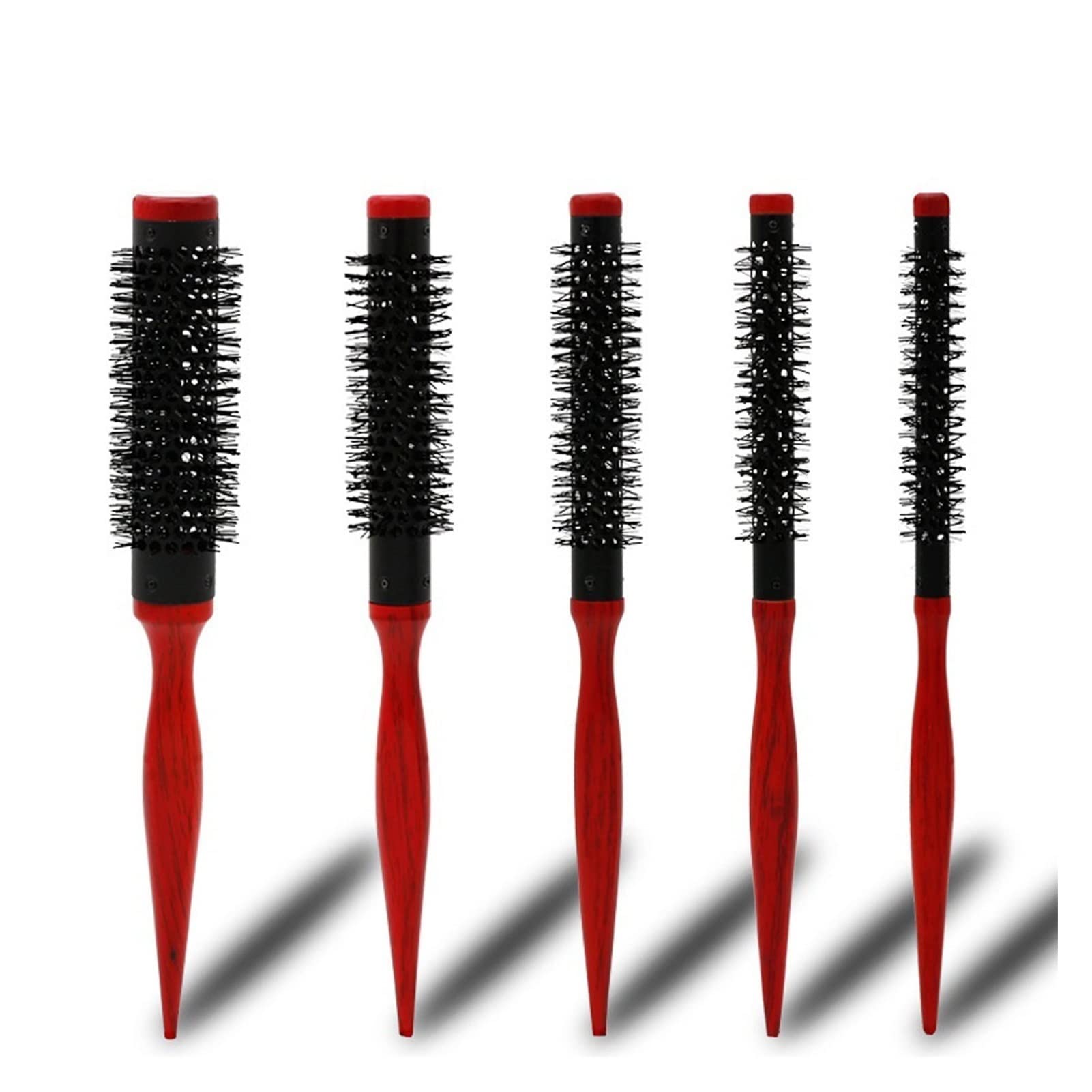 Pettine da Barbiere per Capelli Ricci 5pc. S Grezzo Capelli Roll Brush Pennello Pennello Rosso Rotondo Capelli Pettine Salone Capelli Pettinatura Pettine Spazzola per Pettinare per Uomini e Donne ( Co