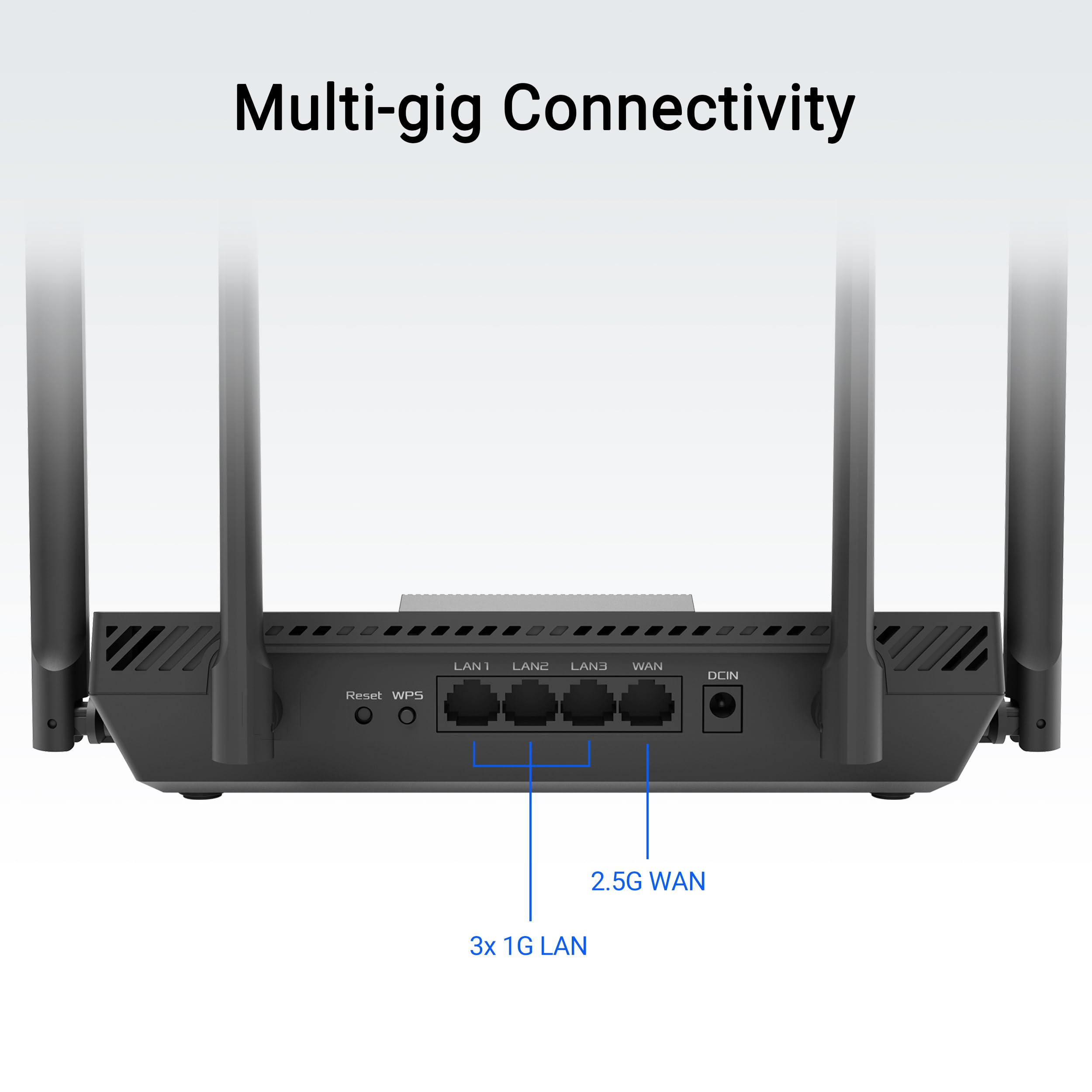 ASUS RT-BE50, Smart AIMesh Dual-Band B3600 (802.11be), jeden port 2,5 WAN, trzy porty 1G, do 3 SSID dla urządzeń IoT, kompatybilny z VPN i kontrolą rodzicielską, czarny