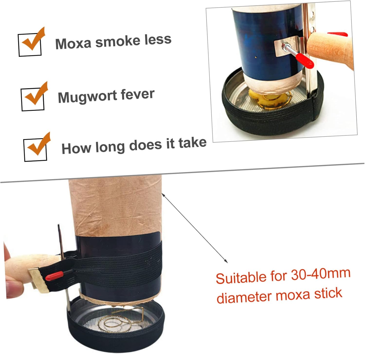Adjustable Handheld Moxa Stick Holder Temperature Control Moxibustion Burner Tool Safe for Home Use Moxa Roll Tray
