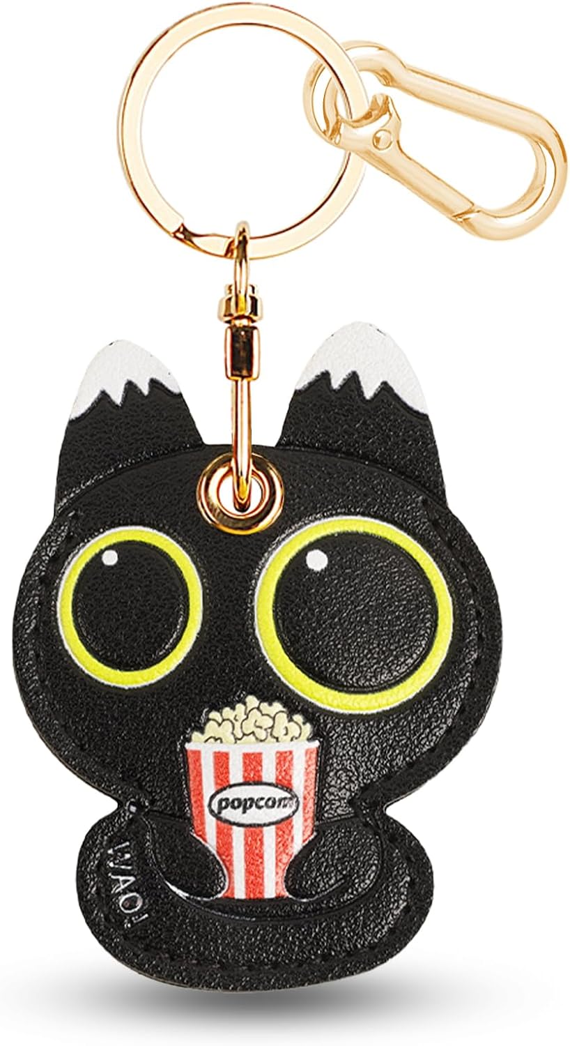 Leather Keychain Holder Case for AirTag, Cute Protective Cover for Apple Airtag KeyChain, GPS Tracker Item Finder