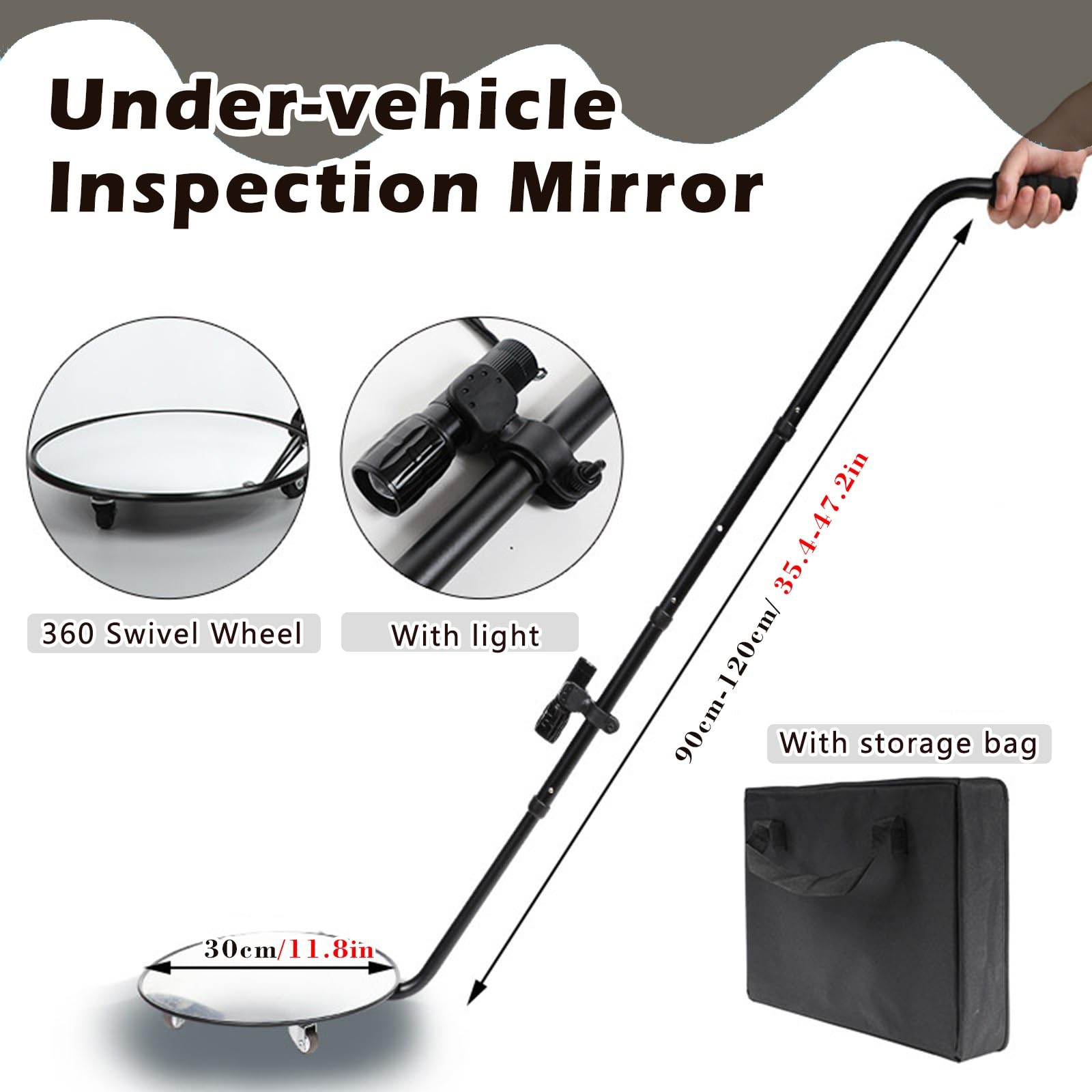 inspektionsspiegel Verstellbarer Unter-Auto-Spiegel-Inspektion Mit Licht, Sicherheitsspiegel Für Unter-PKW-LKW(B)