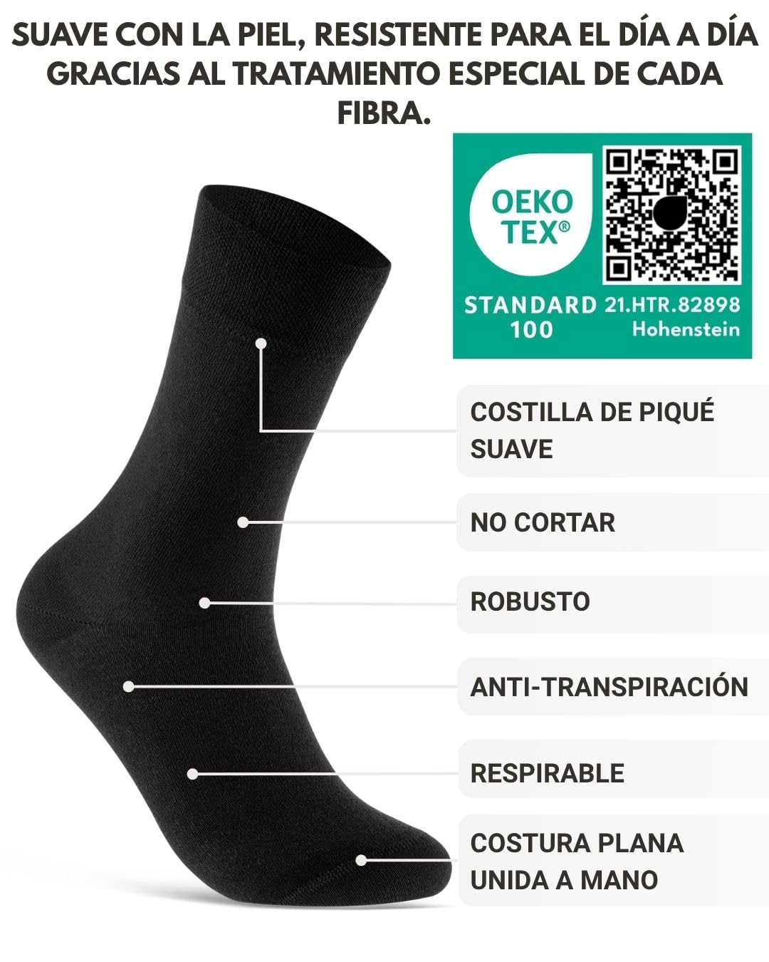 10 Pares Calcetines Clásicos Hombre Mujer Algodón Comodos Transpirables