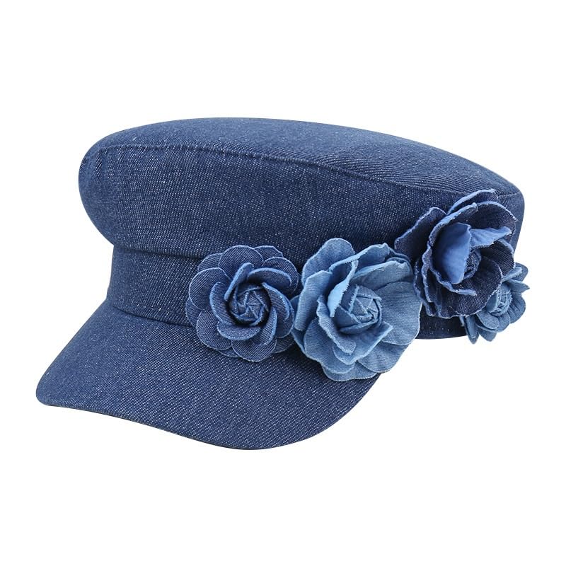 Casquette gavroche ajustable fleurs 3D protège du vent style retro pour shopping urbain