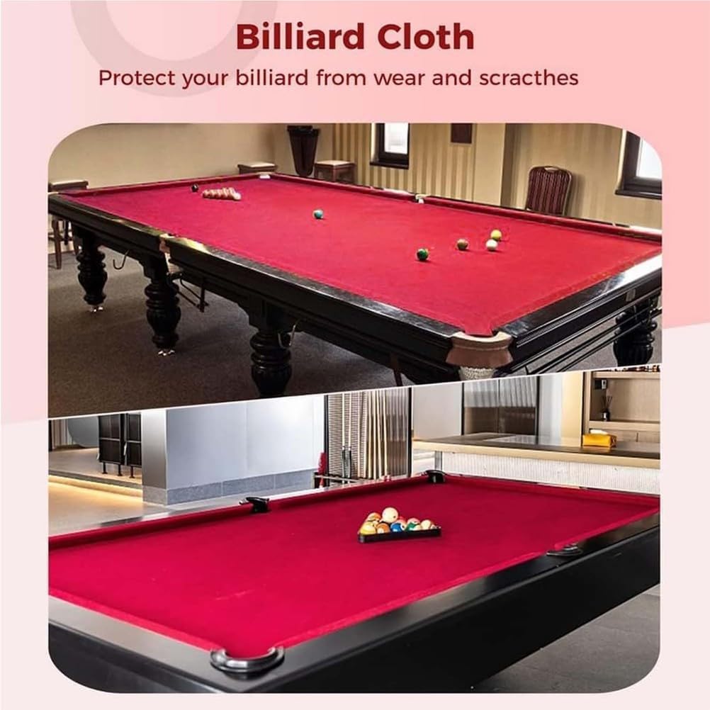 Paño de Billar estándar para Mesa de Billar, cojín de Fieltro de Mesa de Alto Rendimiento de 7/8/9 pies con Envoltura Lateral de 6 Piezas, Rojo,2.4M/7ft