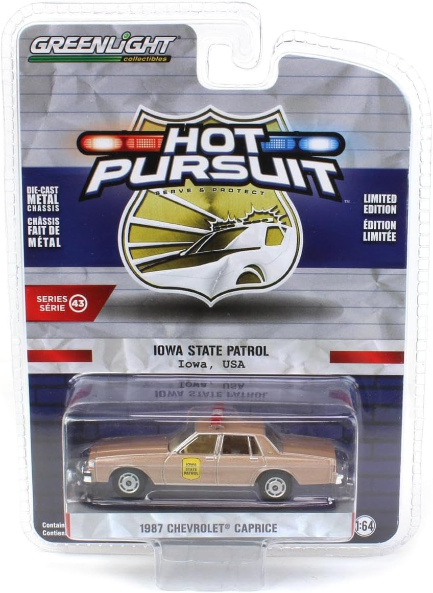 Greenlight Collectibles 1/64 1987 Chevrolet Caprice, Iowa State Patrol Police Hot Pursuit 43 43010-B