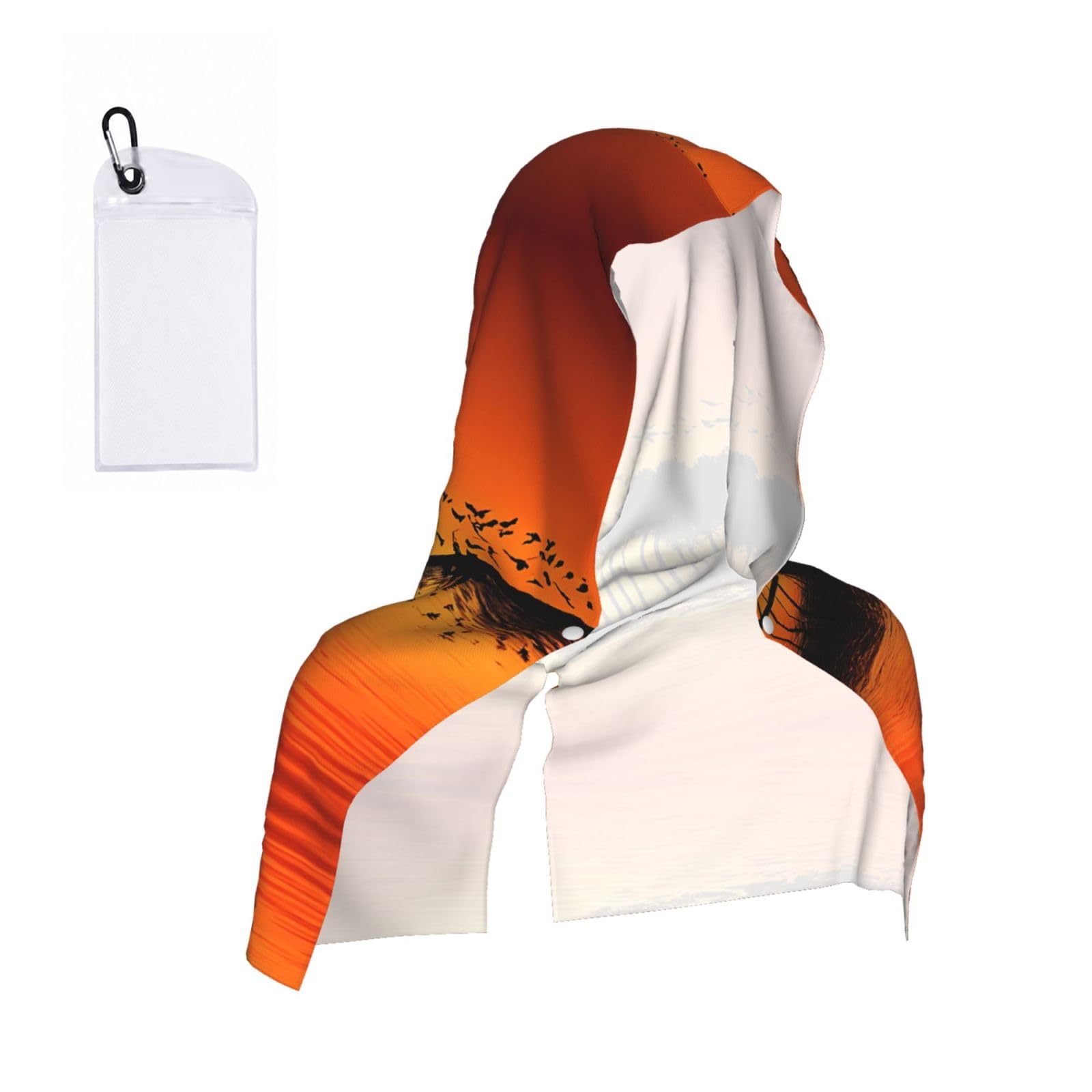 ESNAIUVCD Lake Guitar Reflection Print Multifunctional Cooling Hoodie Bandana Portable Sweat Absorbing Design For Beach Workouts Exercise Heat Relief Accessories