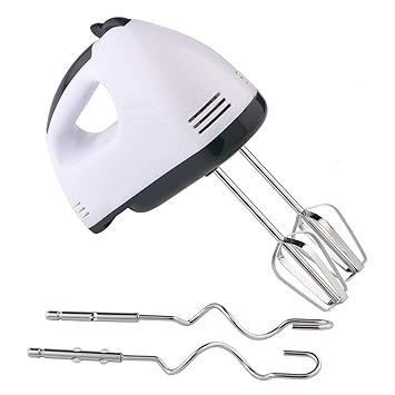 Electric Hand Mixer with Stainless Steel Attachments, 7 -Speed, Includes; Beaters, Dough Hooks