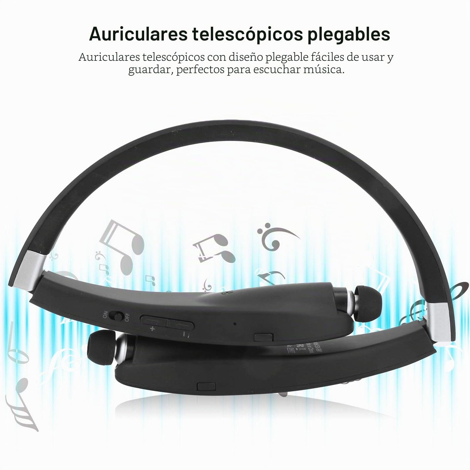 SX‑991 Auricular Bluetooth, Bluetooth 5.0 Auriculares con Banda para el Cuello Auricular Deportivo Plegable con Auriculares Retráctiles, para Oficina en Casa, Videoconferencia, con Estuche de Transpor