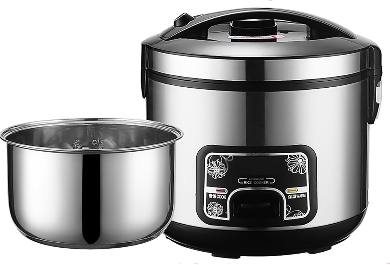 Rice Cooker (2-6L) Home Multi-function 201 Stainless Steel Inner Pot Spoon Steamer And Measuring Cups Small Appliances Can Accommodate Up To 1-8 People 220-240V US/EU(5L)