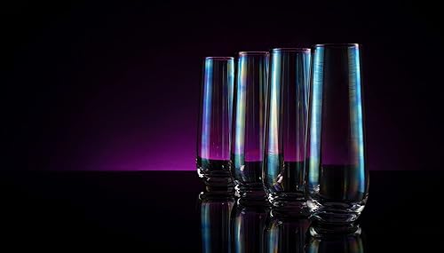 Miniatura 7 de Iridescent Luster Pearl Radiance - Juego de 4 copas de champán de 10 onzas cada una, copa de vino grande con perlas blancas radiantes, copas de vino