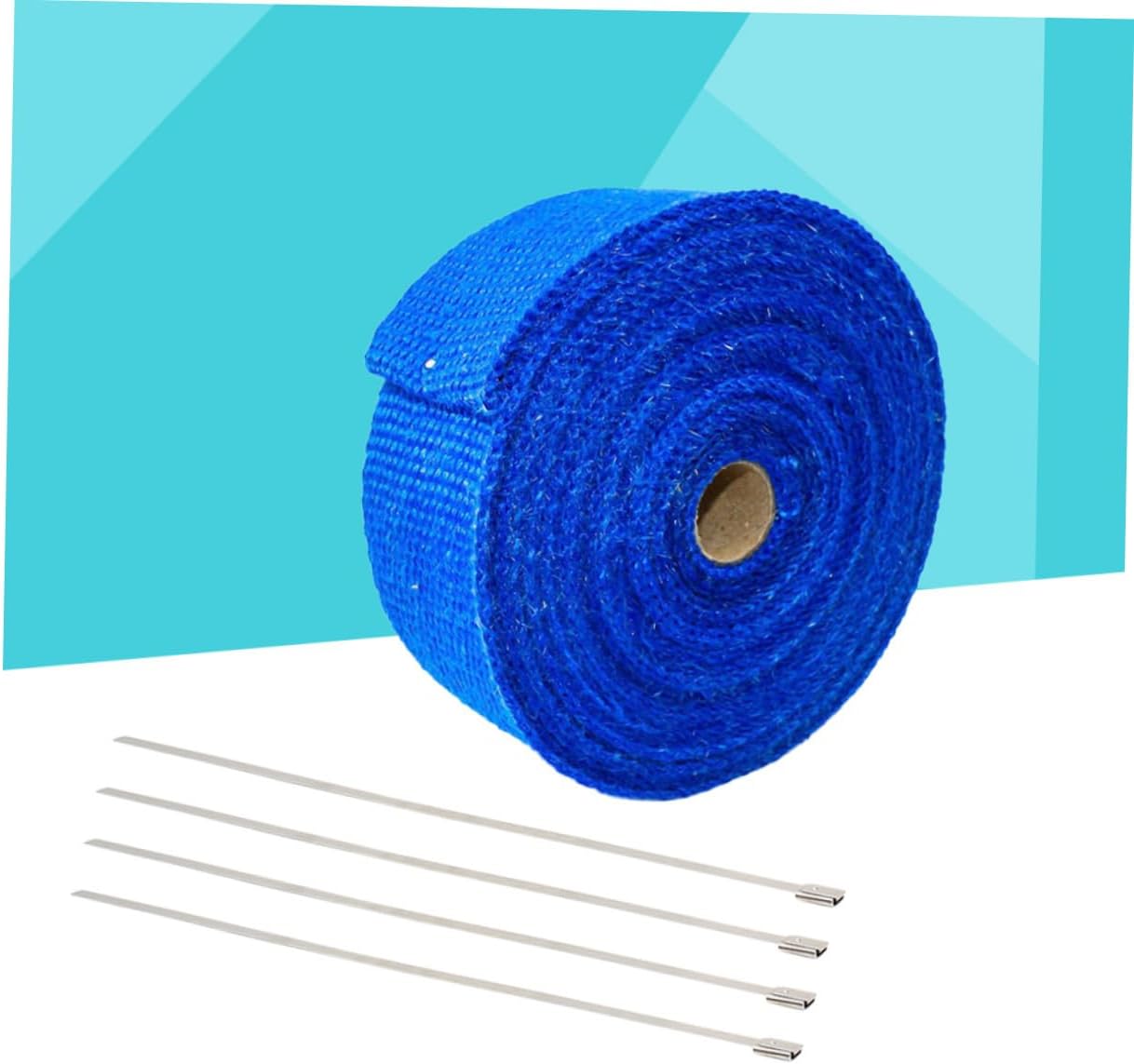 Gatuida Wrap Tape for and Motorcycle High Temperature Resistant Insulation with Stainless Ties Blue Heat Protection for Engine System and Performance Parts