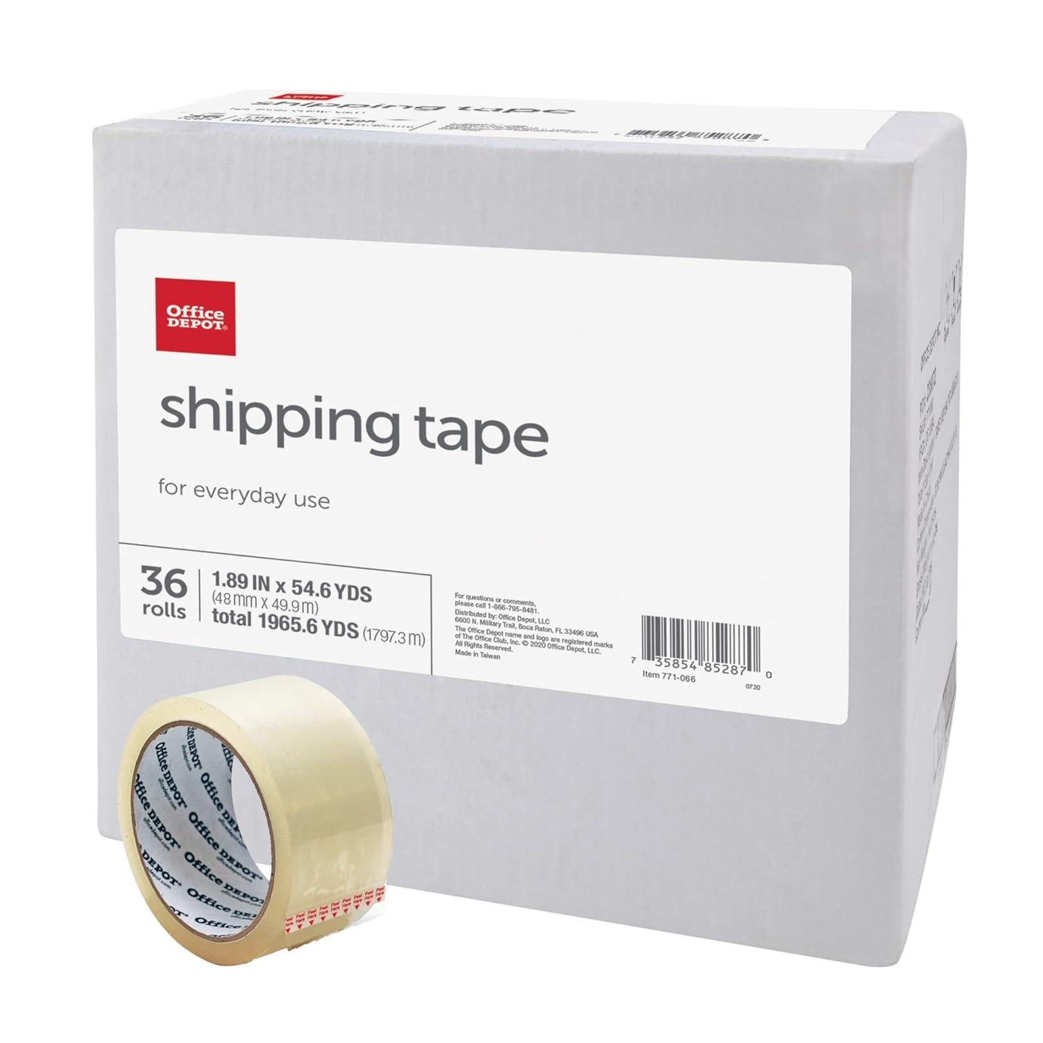 Office Depot® Brand Shipping Tape, Multipurpose, 1.89" x 54.6 Yd., Clear, Box of 36