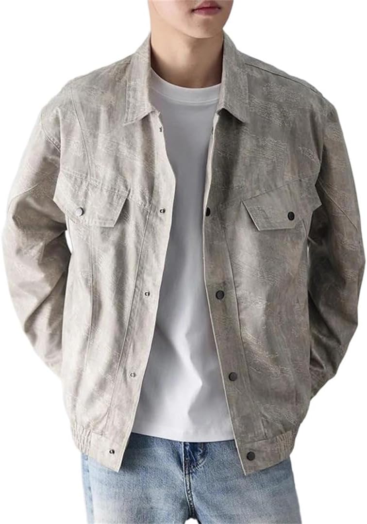 Men's Cotton Cargo Jacket Loose Casual Plus Size Coat
