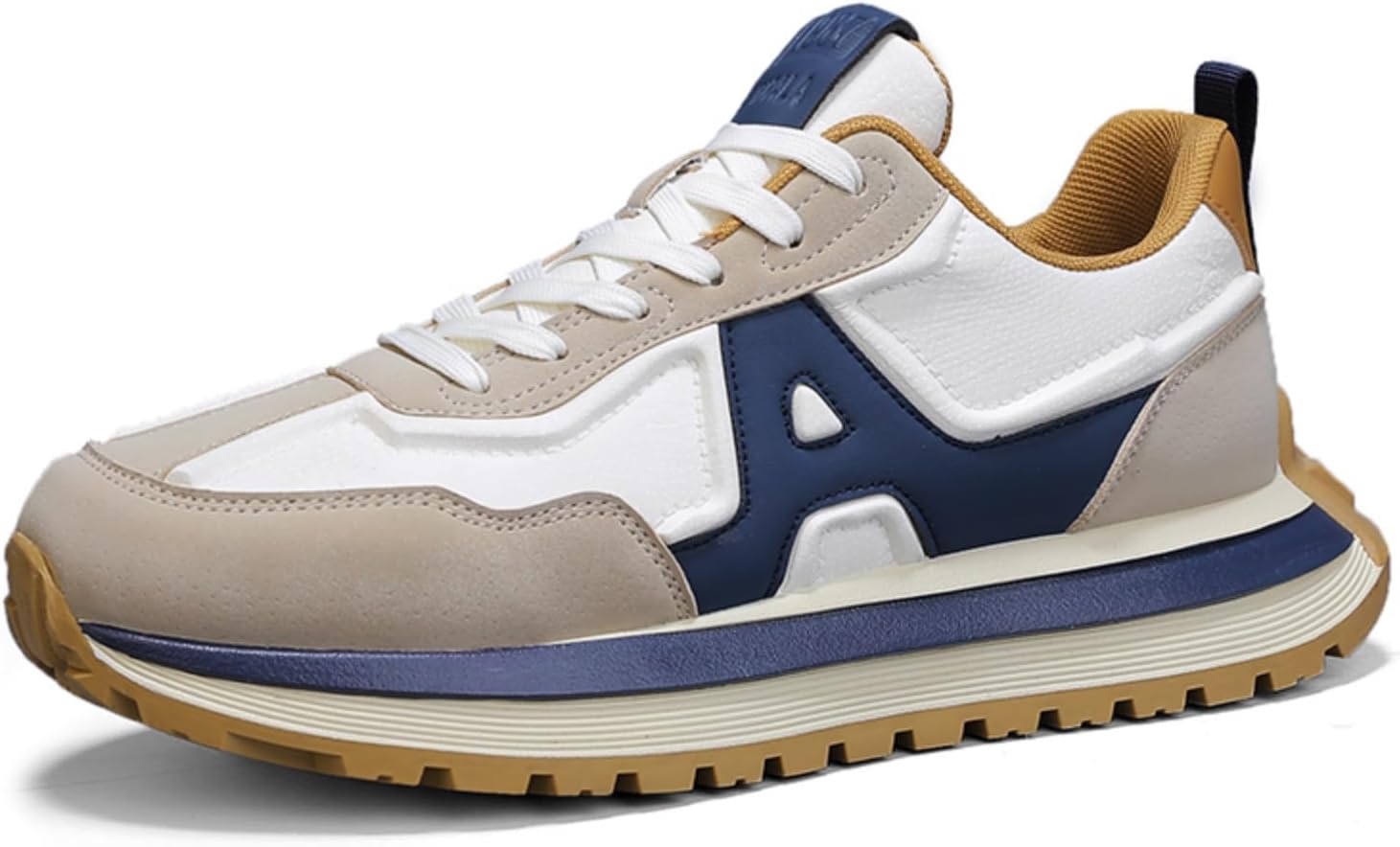 Mens Fashion Lace-Up Platform Sneakers Low-Top Round Toe Non Slip Casual Chunky Shoes for Gym Sports Tennis Jogging Running Walking