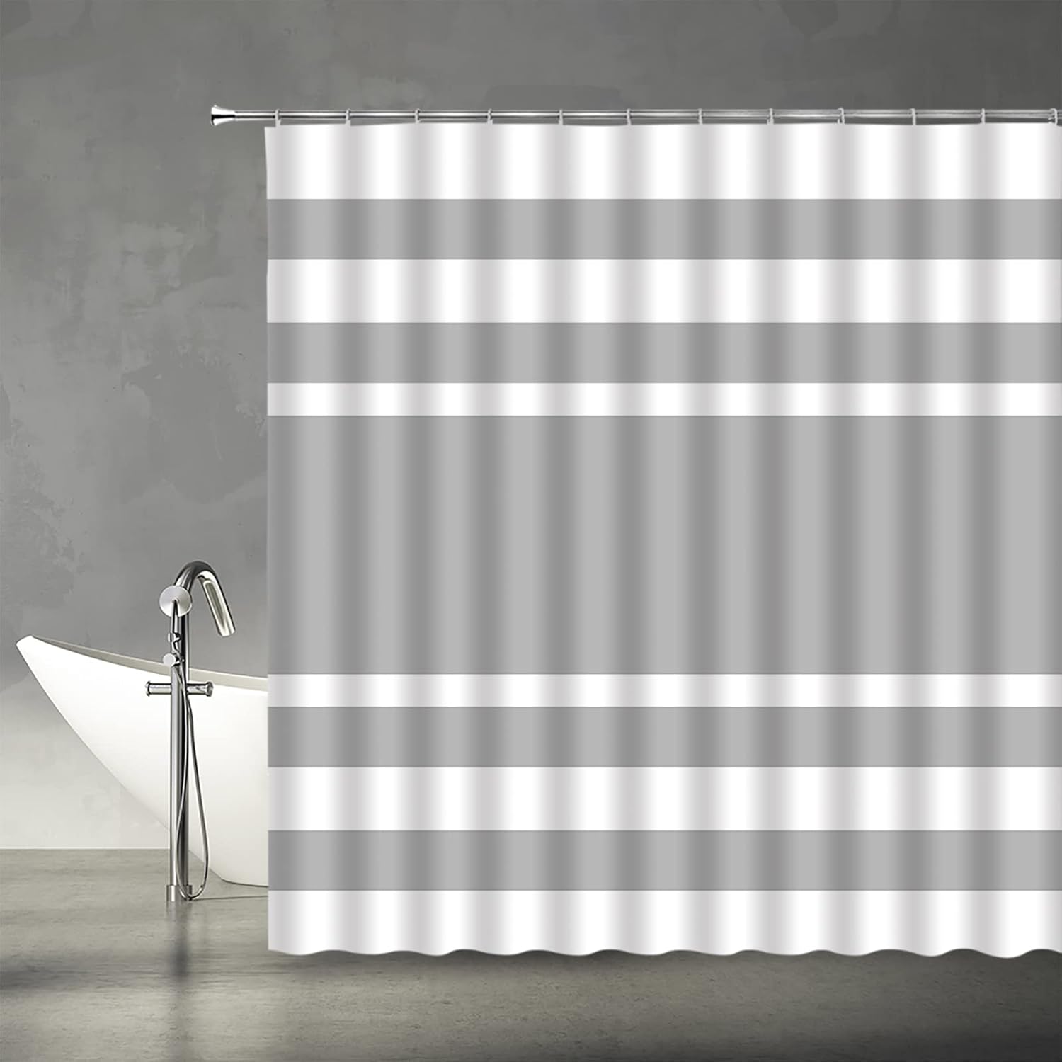 Striped Shower Curtain Black and White Stripes Modern Simple Boho Fabric Bathroom Curtains Decor Set with Hook(180" Wx70 H)